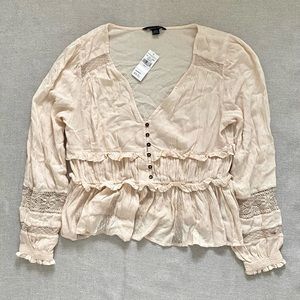 AMERICAN EAGLE PASTEL PINK FLOWY LONG SLEEVE